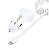 StarTech.com Lightning Car Charger with Coiled Cable, 1m Coiled Lightning Cable, …