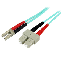 StarTech.com 1m (3ft) LC/UPC to SC/UPC OM3 Multimode Fiber Optic Cable, Full Dupl…
