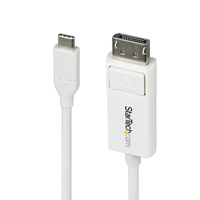 StarTech.com 6ft (2m) USB-C to DisplayPort 1.2 Cable, Bidirectional, 4K 60Hz, Whi…