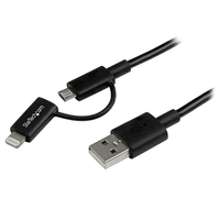 StarTech.com 1 m (3 ft.) 2 in 1 Charging Cable - USB to Lightning or Micro-USB fo…