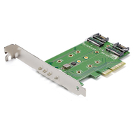 StarTech.com 3-Port M.2 SSD (NGFF) Adapter Card - 1 x PCIe (NVMe) M.2, 2 x SATA I…