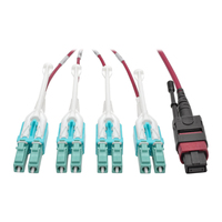 Eaton Tripp Lite Series 40G MTP/MPO to 4xLC Fan-Out OM4 Plenum-Rated Fiber Optic …