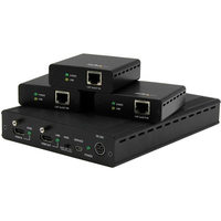 StarTech.com 3-Port HDBaseT Extender Kit with 3 Receivers - 1x3 HDMI over CAT5e S…