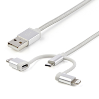 StarTech.com 1 m (3 ft.) USB Multi Charging Cable - USB to Micro-USB or USB-C or …