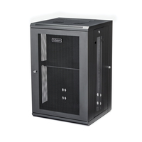 StarTech.com 4-Post 18U Wall Mount Network Cabinet with 1U Shelf, 19 inch Hinged Wall…