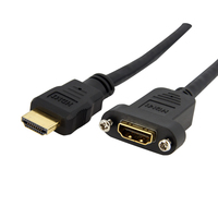 StarTech.com 3ft HDMI Female to Male Adapter, 4K High Speed Panel Mount HDMI Cabl…