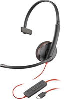 Poly Blackwire 3210 Monaural USB-C Black Headset +USB-C/A Adapter (Bulk)