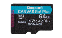 Kingston Technology 64GB microSDXC Canvas Go Plus Gen4 200R A2 U3 Single Pack w/o…