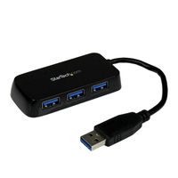 StarTech.com Portable 4 Port SuperSpeed Mini USB 3.0 Hub - Black~Portable 4 Port …