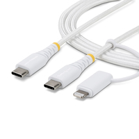 StarTech.com 1m (3ft) 2-in-1 Rugged USB-C Charging Cable with Lightning Adapter, …