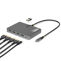 StarTech.com USB-C to Quad-Monitor Workstation Adapter, 4K 60Hz HDMI, 140W PD Pas…