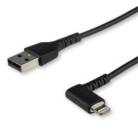 StarTech.com 6ft (2m) Durable USB A to Lightning Cable - Black 90° Right Angled H…