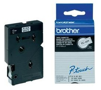 Brother Gloss Laminated Labelling Tape - 12mm, Black/White, 10-pk label-making ta…