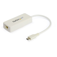StarTech.com USB C to Gigabit Ethernet Adapter w/USB A Port - White 1Gbps NIC USB…