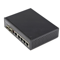 StarTech.com Industrial 6 Port Gigabit Ethernet Switch 4 PoE RJ45 +2 SFP Slots 30…
