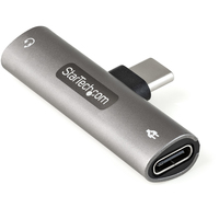 StarTech.com USB C Audio & Charge Adapter - USB-C Audio Adapter w/ 3.5mm TRRS Hea…