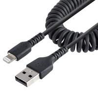 StarTech.com 50cm (20in) USB to Lightning Cable, MFi Certified, Coiled iPhone Cha…