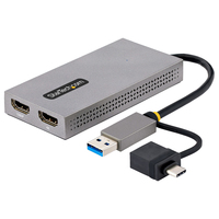 StarTech.com USB to Dual HDMI Adapter, USB A/C to 2x HDMI Displays (1x 4K30Hz, 1x…
