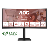 AOC E4 CU34E4CV computer monitor 86.4 cm (34 inch) 3440 x 1440 pixels UltraWide Quad …