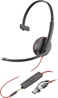 Poly Blackwire 3215 Monaural USB-C Headset +3.5mm Plug +USB-C/A Adapter (Bulk)