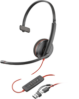 Poly Blackwire 3210 Monaural USB-C Headset +USB-C/A Adapter (Bulk)