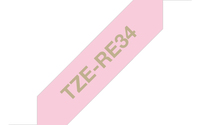 Brother TZE-RE34 label-making tape Gold on Pink