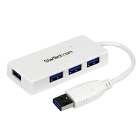 StarTech.com Portable 4 Port SuperSpeed Mini USB 3.0 Hub - White~Portable 4 Port …